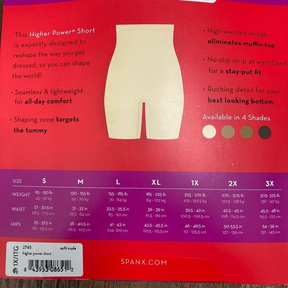 SPANX Higher Power Short High Waistet Shaper Short Soft Nude Size 1X New Open - Picture 6 of 7